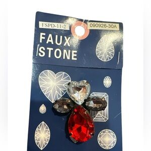 Elegant Faux Stone Jewelry Pendant with Simulated Garnet & Simulated Diamonds